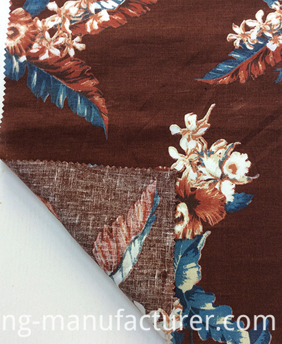 100% Linen Flower Printed Fabric for Garment/ Home Textiles